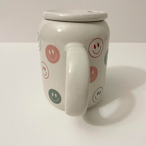 Sunday Morning Ceramics Happy Face Mug Pop Can Style Lid - Picture 6 of 16